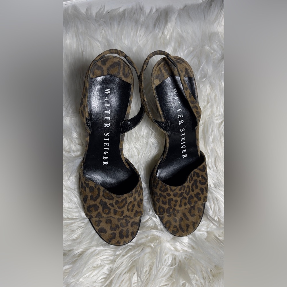 Made in Italy‼️Walter Steiger Brown Animal Print Sandals